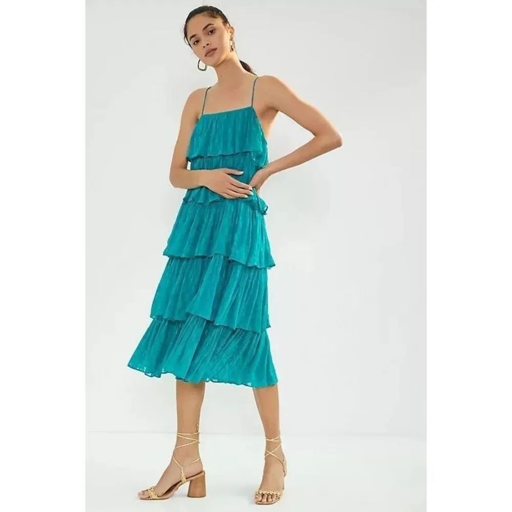 Anthropologie Tiered Ruffled Midi Dress